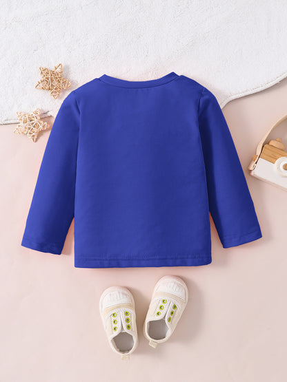 Boys' Casual Long-Sleeve Elephant Print Cotton T-Shirt for Fall