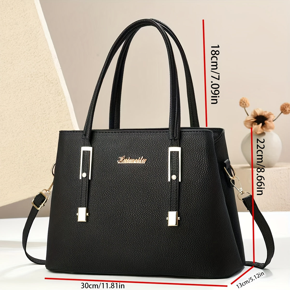 Elegant Women's PU Tote Bag with Removable Strap