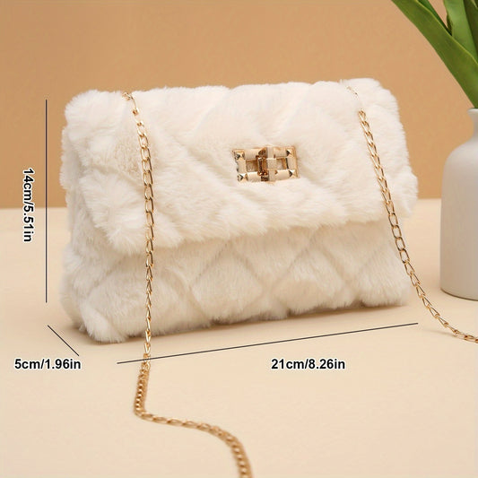 Trendy Crossbody Bag for Women, Stylish And Versatile Chain Shoulder Bag, Small Square Bag with a Lock Clasp