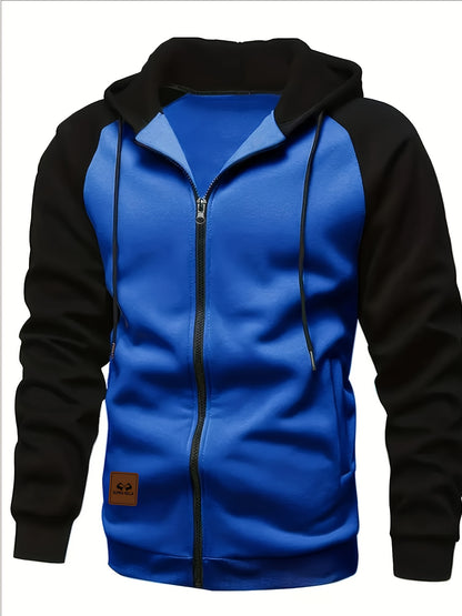 New Men's Colorful Loose Casual Sports Jacket, Zipper Hoodie for Outdoor Use, Simple Autumn Top