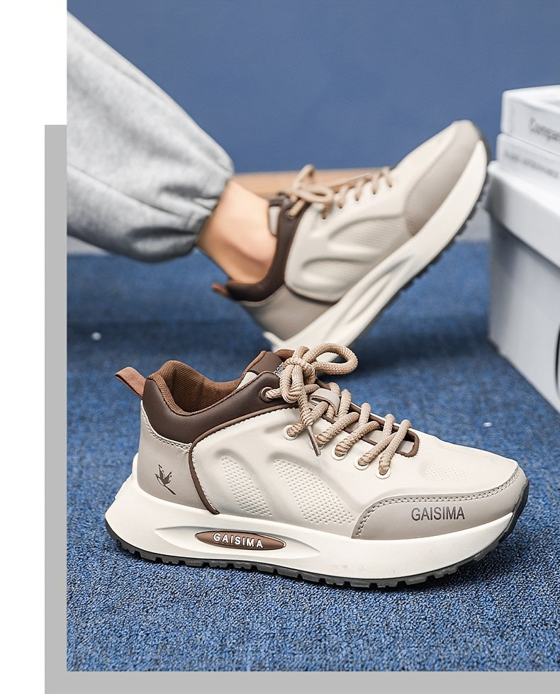 Men's Breathable Casual Sneakers - Trendy Dad Shoes with Thick Sole, Lace-Up, Mid-Top Design for Running  Fashion