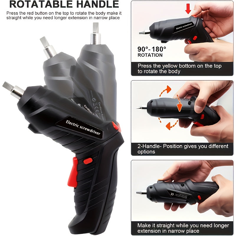 14/47pcs Cordless Electric Screwdriver, Screw Gun, Compact Portable Screwdriver Kit for Electric Drill Sets, Adjustable Design, Durable Battery, High Torque, Includes Various Accessories for Lovers And Professionals