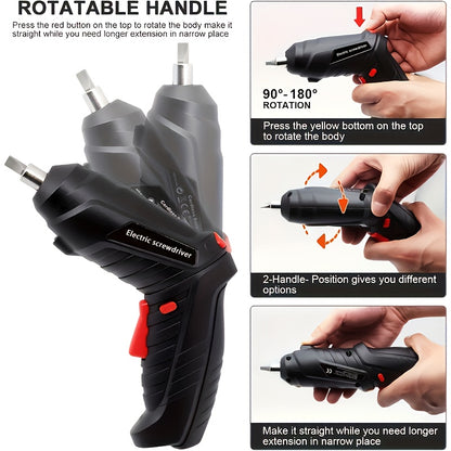 14/47pcs Cordless Electric Screwdriver, Screw Gun, Compact Portable Screwdriver Kit for Electric Drill Sets, Adjustable Design, Durable Battery, High Torque, Includes Various Accessories for Lovers And Professionals