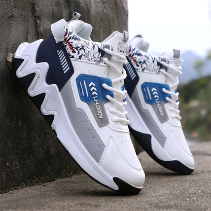 Men's High-Top Basketball Sneakers, Preppy Street Style, Solid Color with Cartoon  Stripes, All-Season Lace-Up Sports Shoes, Faux Upper, Fabric Inner, Rubber Sole, for Running, Hiking  Casual Wear, Outdoor Activities Shoes