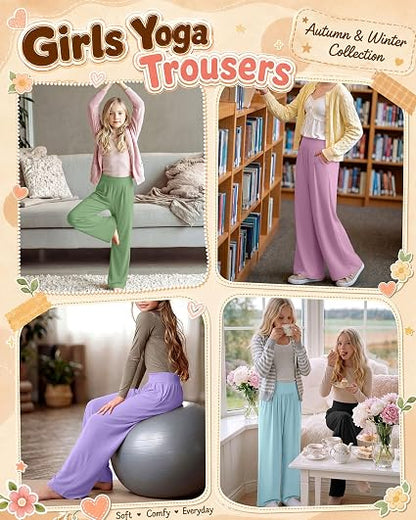 Girls' Wide Leg Pants 5-Pack Stretchy & Comfortable