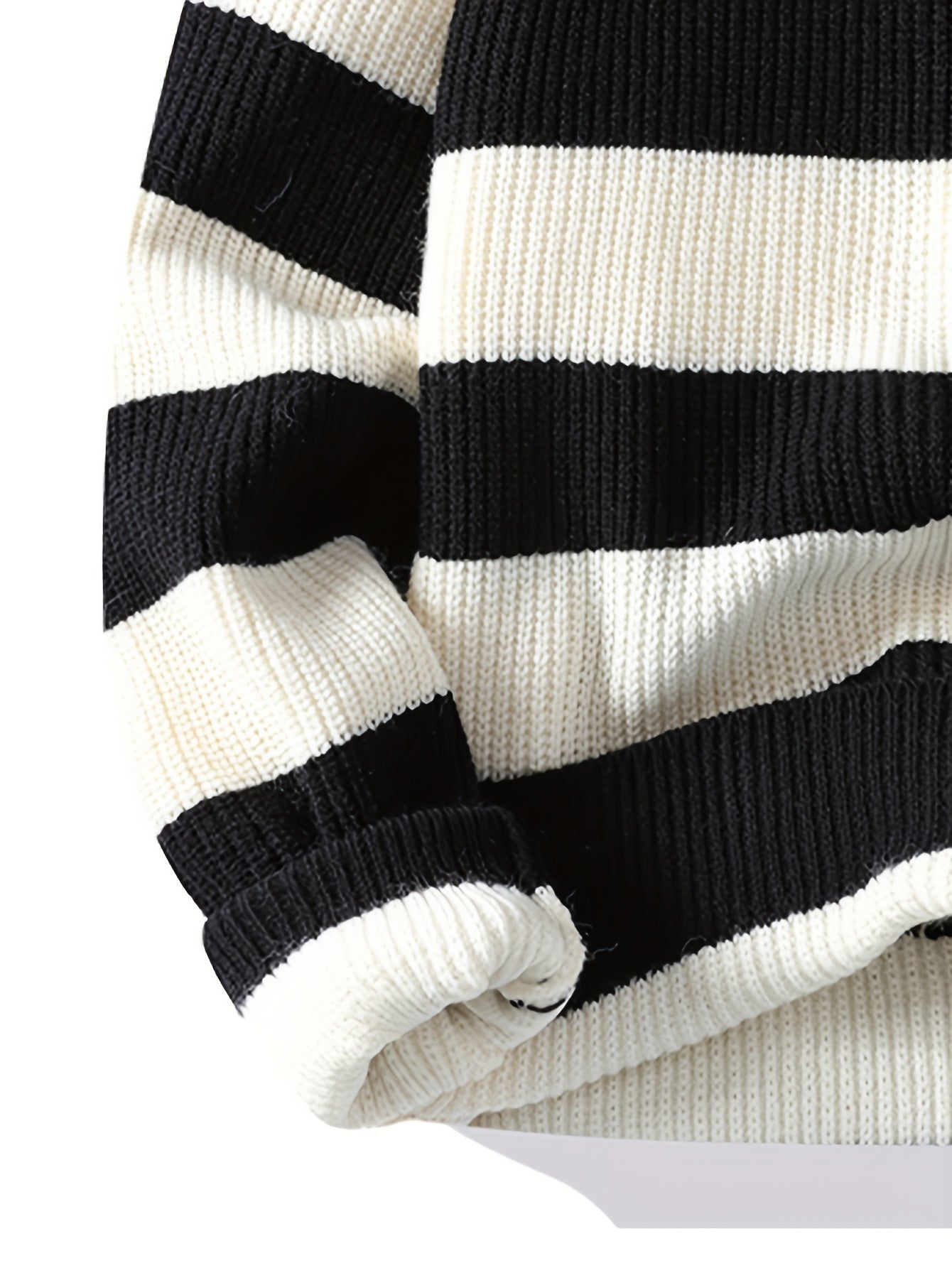 Men's 2025 Autumn/Winter Striped Sweater for Youth with Color Block Round Neck Casual Warm Knitwear