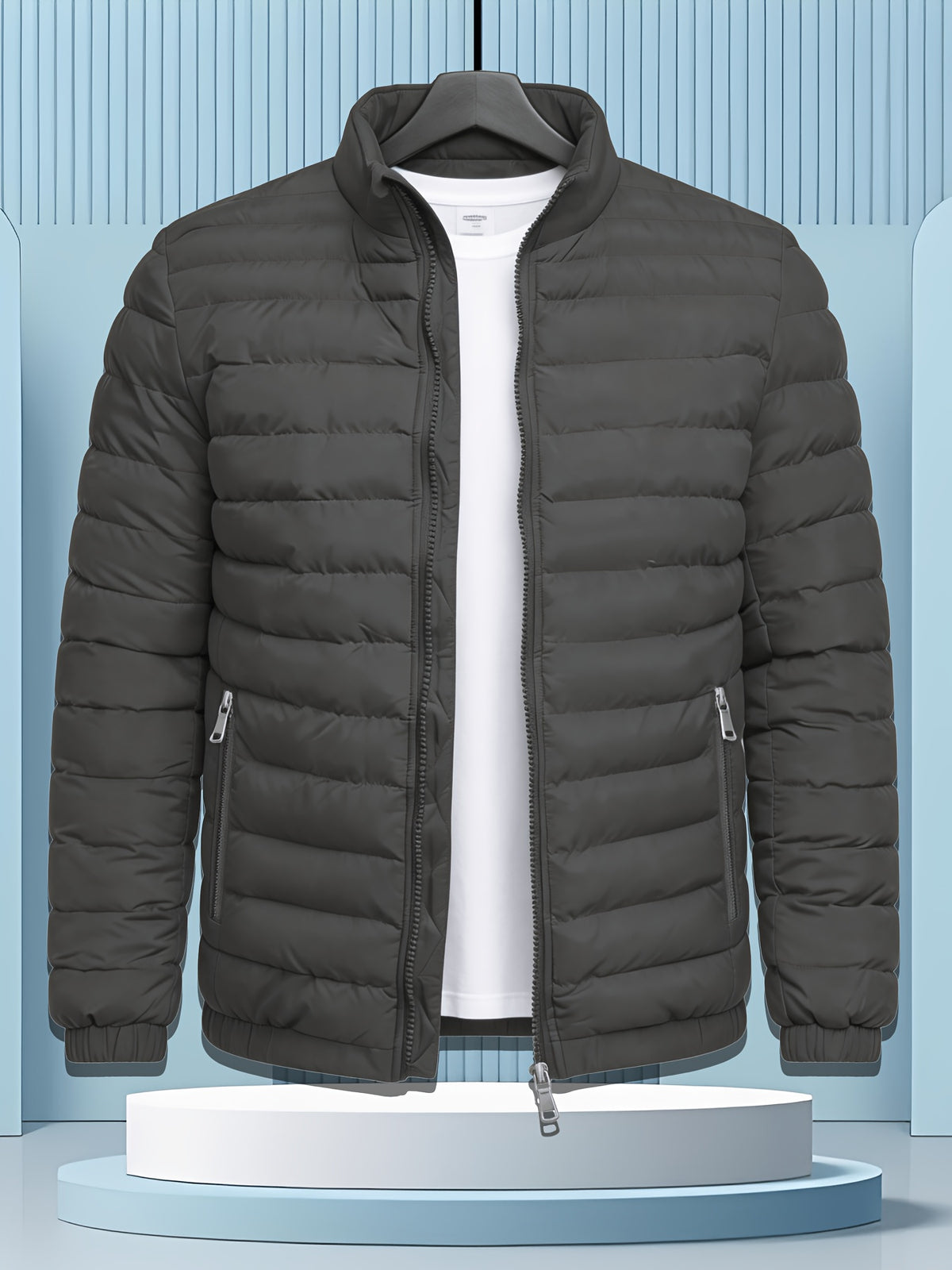 Men's Winter Softshell Jacket with Stand Collar and Zipper