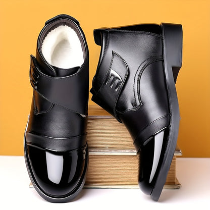 Winter Men'S Fleece-Lined Business Shoes, Warm And Stylish, Suitable for Business And Festive Occasions.