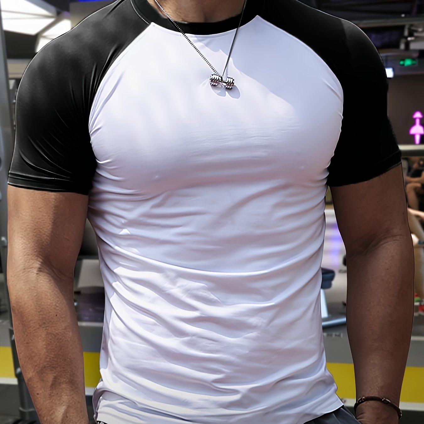 Men's Quick-Dry Athletic T-Shirt - Stretchy, Breathable Polyester, Short Sleeve, Round Neck, Black, Gym  Running Workout Essential, Sports Clothing   Sleek Athletic Tee   Breathable Fabric, Workout Clothes