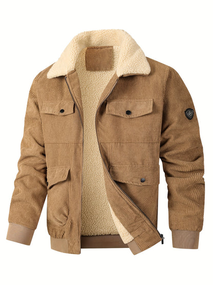 Men'S Heavy-Duty Thermal Jacket - Windproof & High Quality Winter Coat with Zipper Closure, Multi-Pocket Design, Non-Stretch Fabric - Cold Weather Outerwear for Everyday, Thick, Windproof Jacket, Casual Outerwear, Durable Con