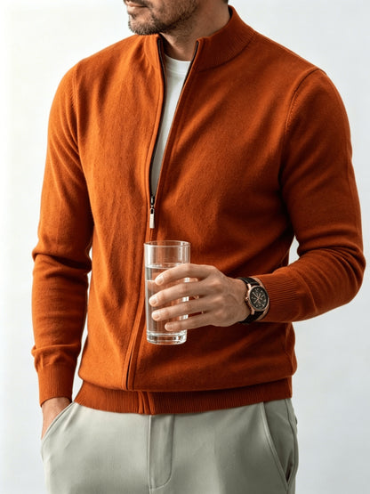 Men's Stand Collar Knit Cardigan Full-Zip Casual Fall Sweater