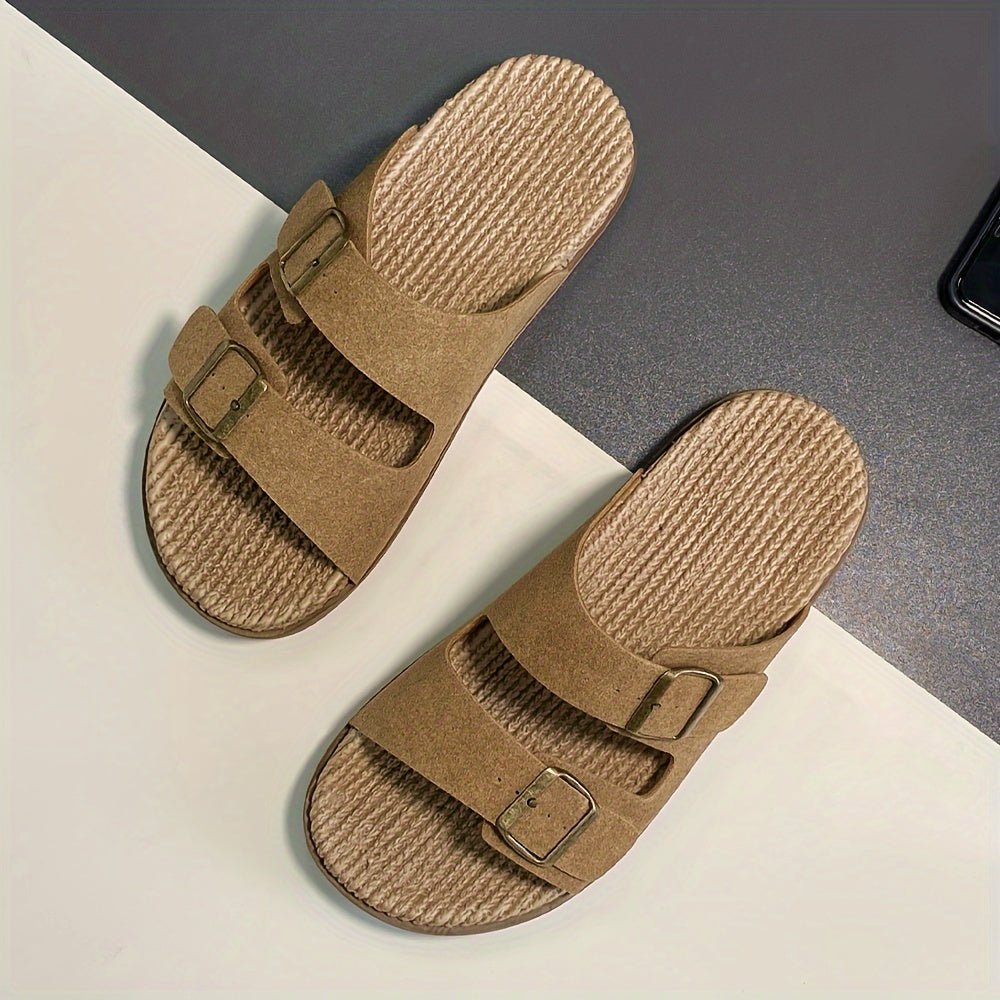 Men's Casual Outdoor Slip-On Sandals with Double Buckle