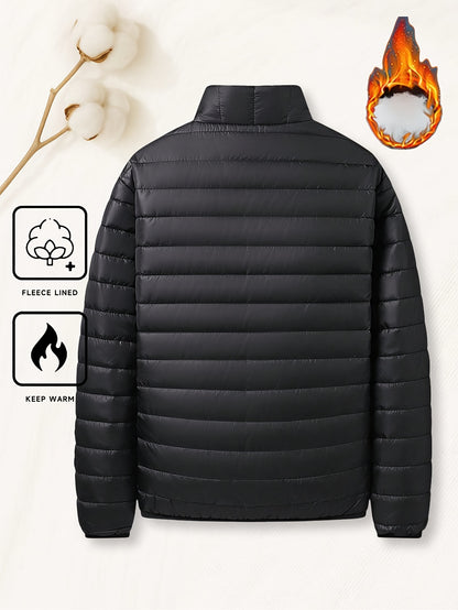 Men's Padded Coat - Men's Autumn/Winter Warm Outerwear - Men's Top - Men's Stand Collar Jacket - Men's Coat Jacket - Men's Warm Coat - Men's Overcoat - Men's Clothing - Men's Cold-Proof Coat - Autumn/Winter Coat, Solid Color,