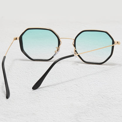 1 Pair of Men'S Geometric Copper Alloy Fashion Glasses with Red Lenses - Casual & Trendy, Ideal for, Daily Wear, and Holiday Gifts, Holiday Fashion Glasses|Sleek Metal Frame Glasses|Polycarbonate Lenses, Glasses