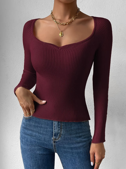 Ladies' Sweetheart Ribbed Sweater