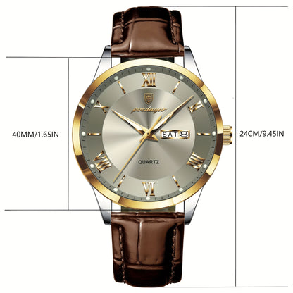 Men's Casual Quartz Watch with Luminous Dial & Date