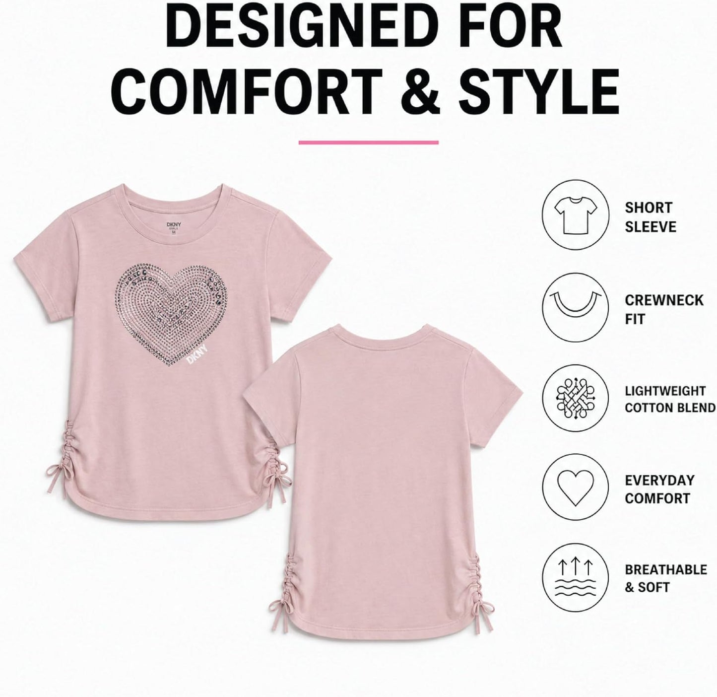 Girls Cotton Blend Short Sleeve Graphic Tee T-Shirt