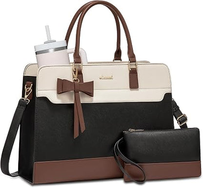 Women’s Leather Laptop Tote Bag Waterproof Business Briefcase