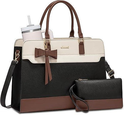 Women’s Leather Laptop Tote Bag Waterproof Business Briefcase
