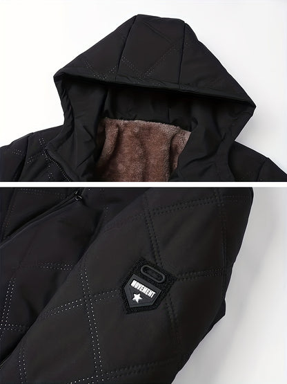 Men'S Heavy-Duty Winter Jacket with Full-Zip Hooded Coat - Thermal Insulated Cold Weather Outerwear, Full-Zip Closure & Zippered Pockets, Machine Washable