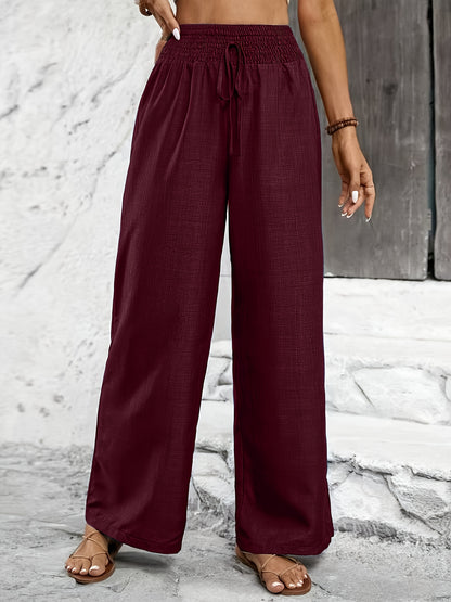Elegant Solid Color Twisted Knot Straight-Leg Pants