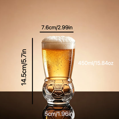 Creative Soccer Beer Glass Cup with Plaid Design, Multipurpose
