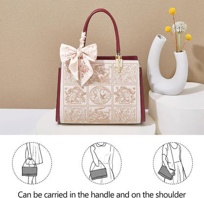 FOXLOVER Medium Vintage Tote Bag for Women Top-Handle Satchel