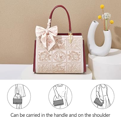 FOXLOVER Medium Vintage Tote Bag for Women Top-Handle Satchel