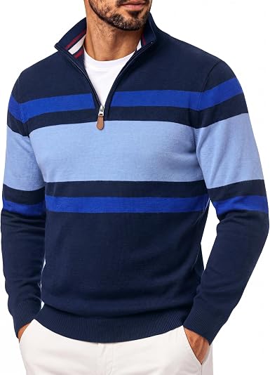 Men's Quarter Zip Pullover Sweater Casual Knit Top