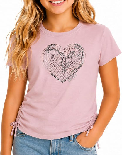 Girls Cotton Blend Short Sleeve Graphic Tee T-Shirt