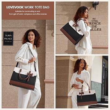 Women’s Leather Laptop Tote Bag Waterproof Business Briefcase