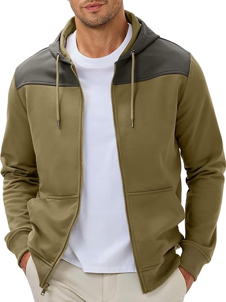 JMIERR Men's Lightweight Colorblock Zip Hoodie Jacket