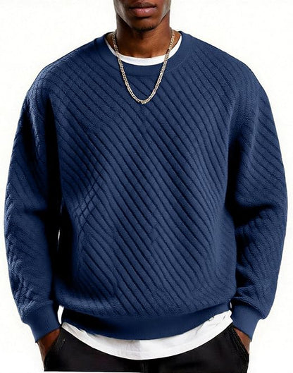 Men's Lightweight Crewneck Sweatshirt with Geometric Texture