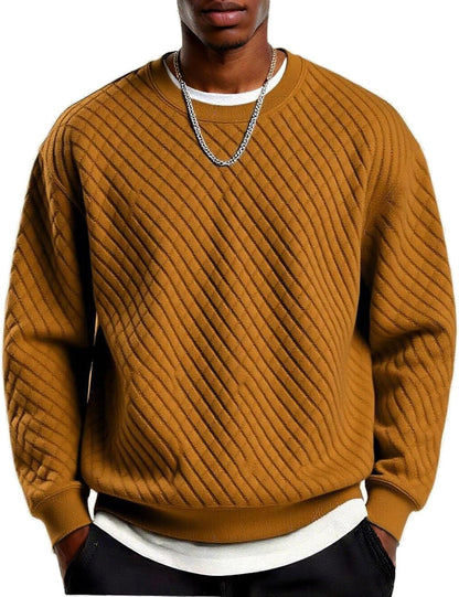 Men's Lightweight Crewneck Sweatshirt with Geometric Texture