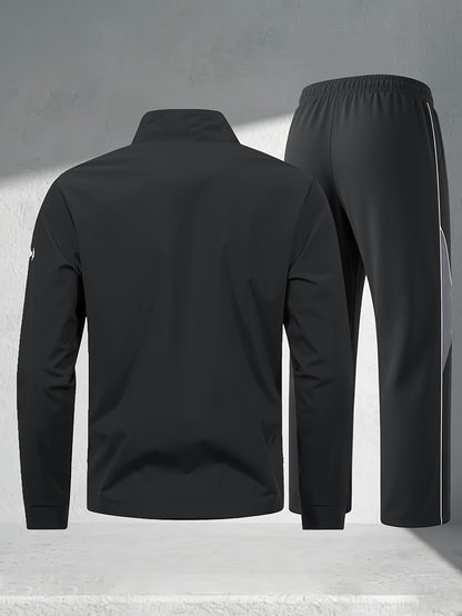 Men's Casual Polyester Athletic Tracksuit Set for Spring/Fall
