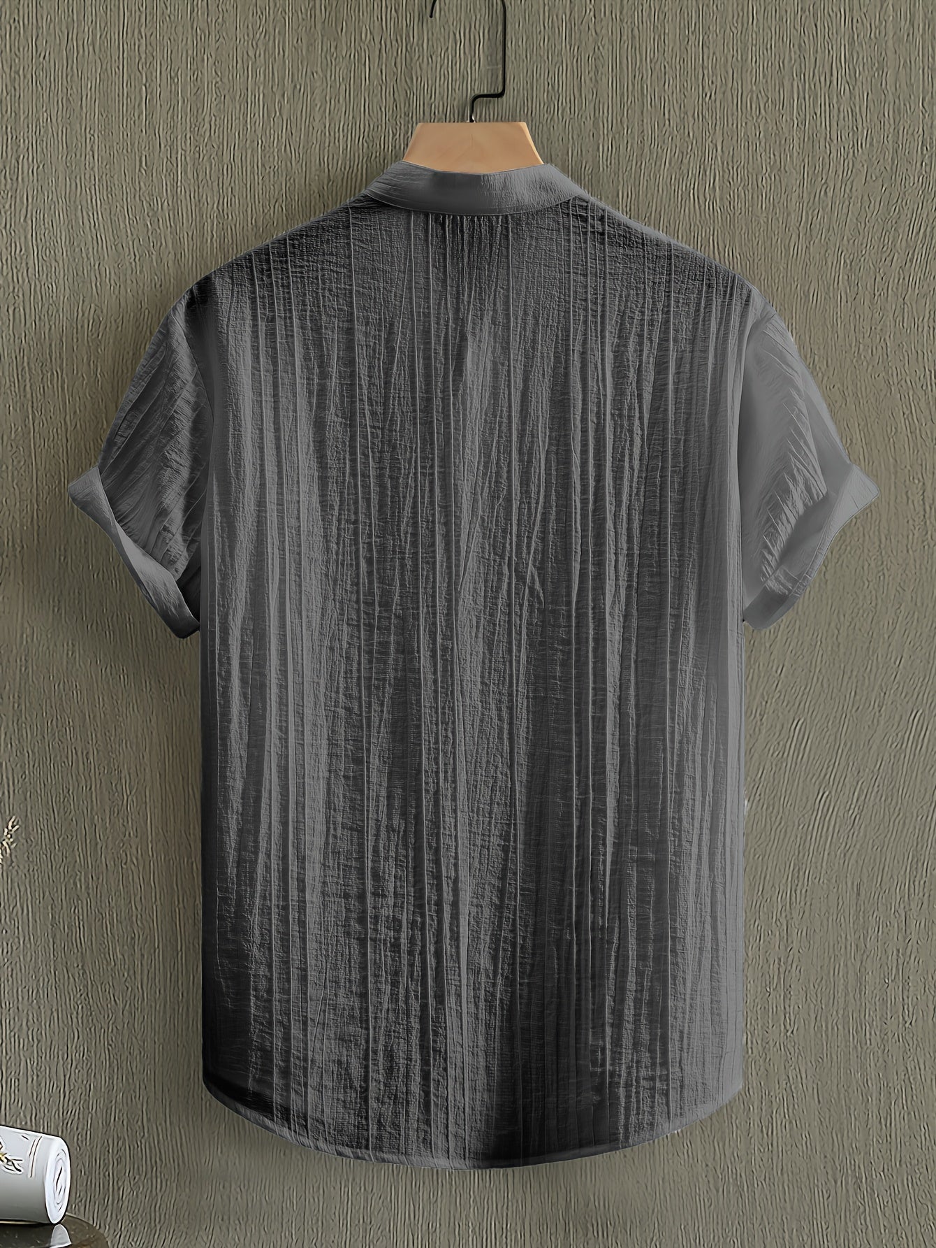 Men's Breathable Solid Color Stand Collar Short-Sleeve Shirt