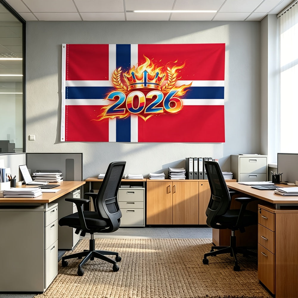 Norwegian 2026 Football Fan Flag - Vibrant Polyester Banner