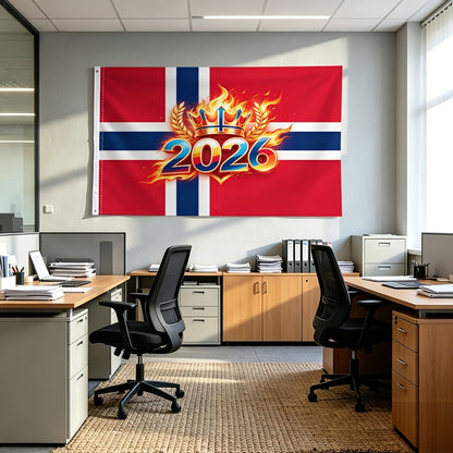 Norwegian 2026 Football Fan Flag - Vibrant Polyester Banner