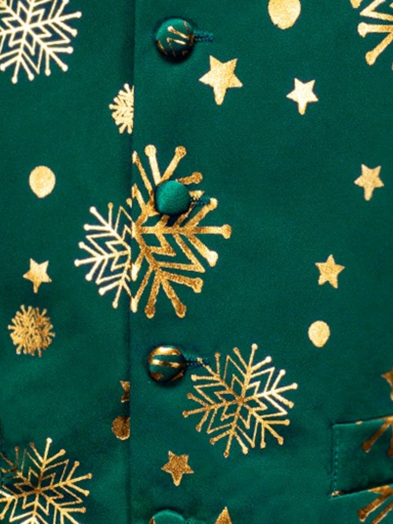 DOCAPEITON Men'S Christmas Vest - Formal & Casual Holiday Party Outfit with Button Front Closure, Non-Stretch Fabric - Green & Golden Snowflake, Tree, Firework Designs - Perfect for Xmas, New Year's, Weddings - Adult Men'S Fe