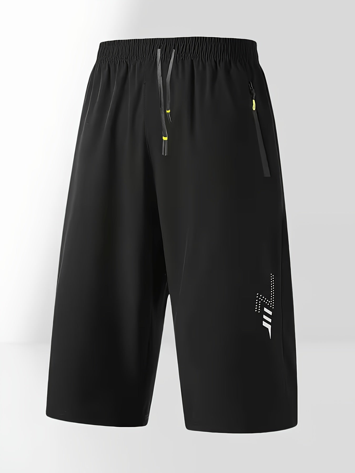 Men's Casual Capri Pants with Reflective Print, Breathable Summer Wear