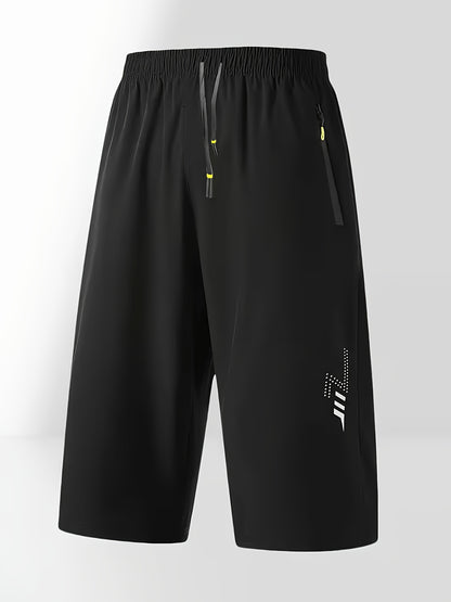 Men's Casual Capri Pants with Reflective Print, Breathable Summer Wear