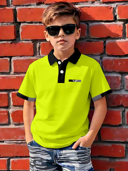 Boys' Casual Loose Fit Printed Polyester Shirt for Summer
