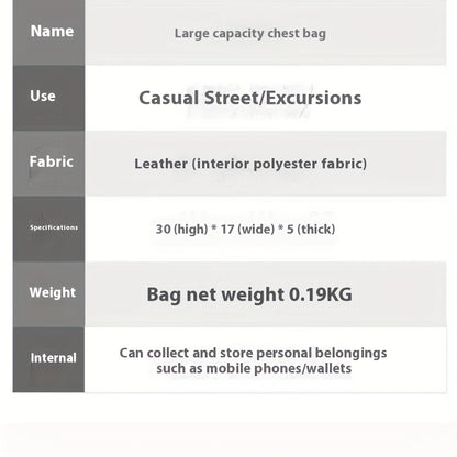 Men'S Vintage Faux Leather Chest Bag - Crossbody Sling Style, Multi-Layer Zippered Front, Brown with Red  White Stripes, Perfect for Casual Outings, Crossbody Bag, Secure Zipper Closure