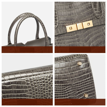Elegant Crocodile-Pattern Leather Women's Tote & Crossbody Bag