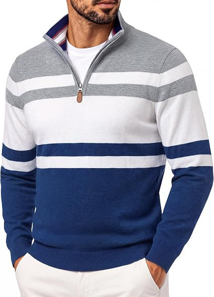 Men's Quarter Zip Pullover Sweater Casual Knit Top