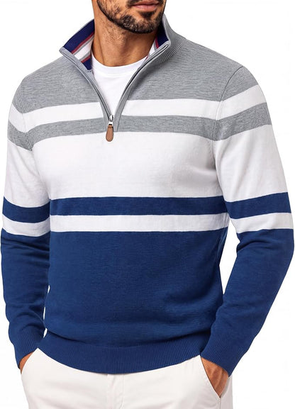 Men's Quarter Zip Pullover Sweater Casual Knit Top
