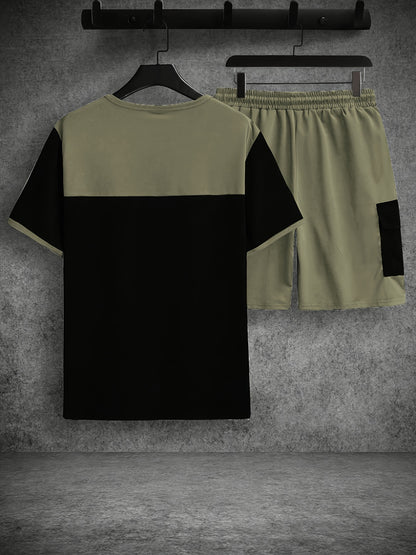 Men's Casual Summer Crew Neck T-Shirt & Drawstring Shorts Set