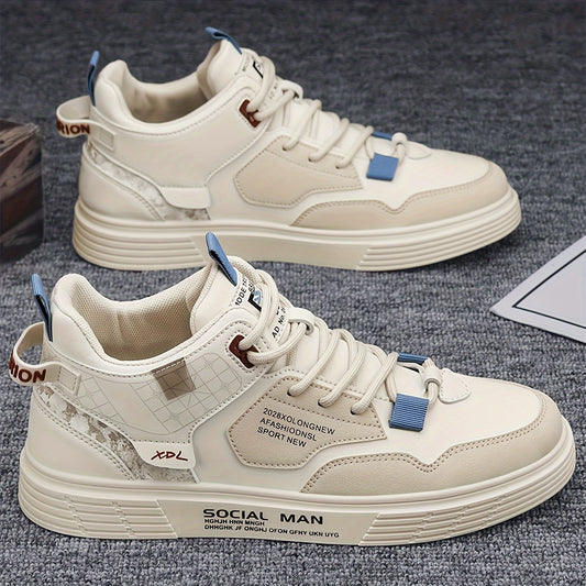 Men's High Top Lace Up Skateboard Shoes, Trendy Non Slip Casual Shoes For All Seasons Outdoor Walking Traveling Party