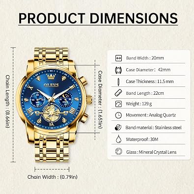 OLEVS Men’s Luxury Stainless Steel Dress Watch with Chronograph