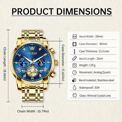 OLEVS Men’s Luxury Stainless Steel Dress Watch with Chronograph